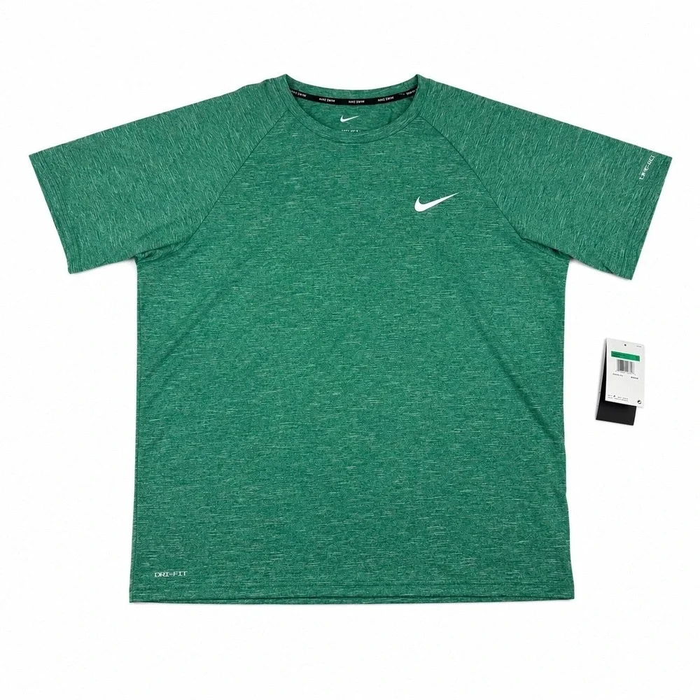 Nike Swim Mens Dri-FIT Heather Hydroguard Green Rash Guard XL NESSA589-322